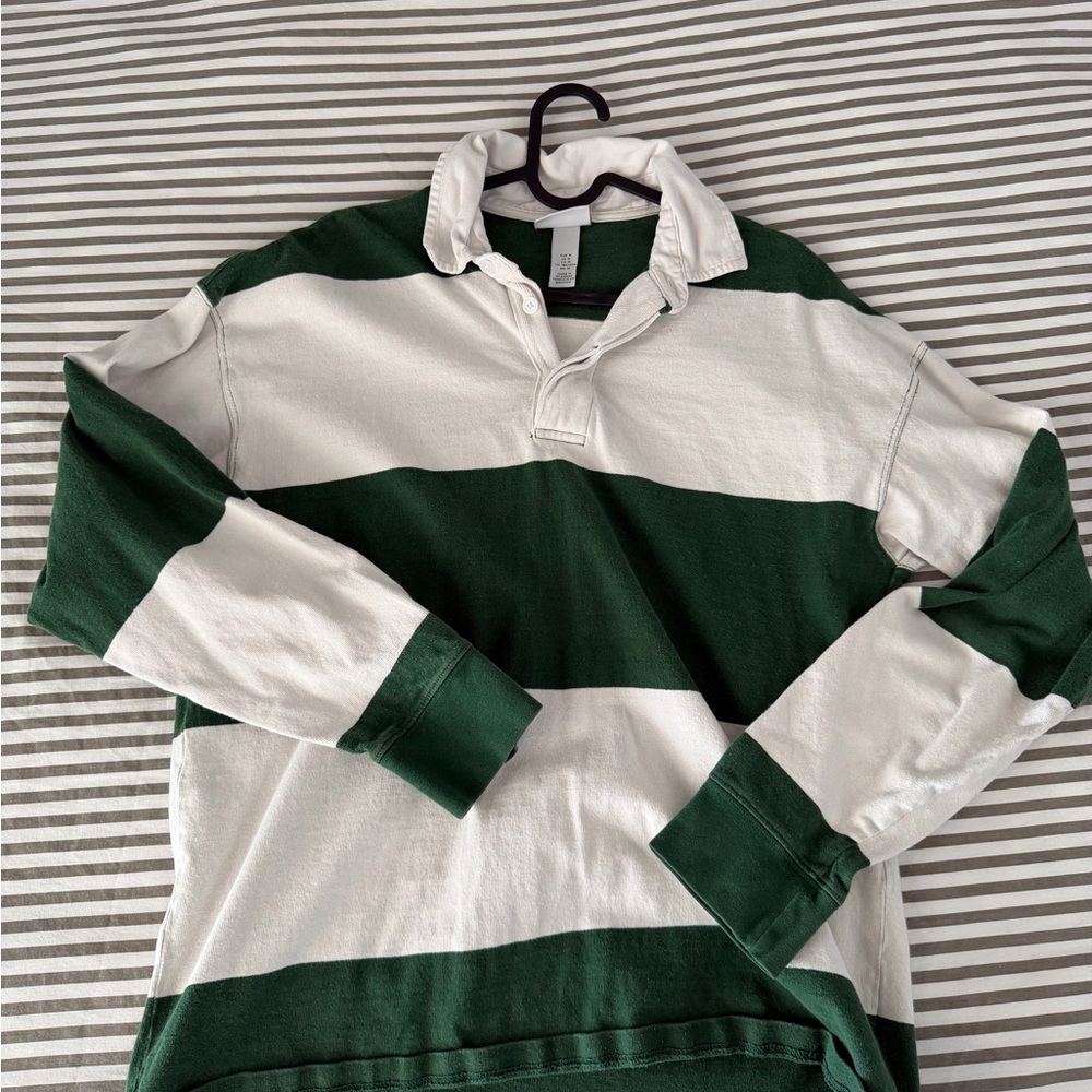 H&M Green and White Rugby Shirt